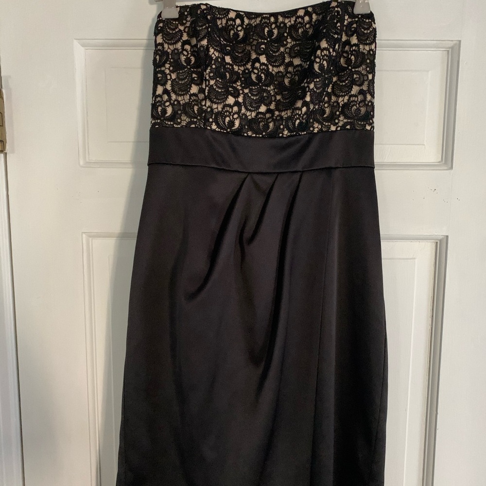 WHBM duchess satin and lace cocktail dress